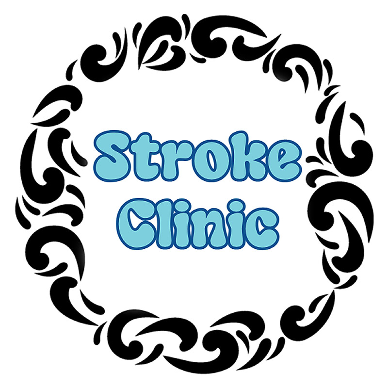 Words "Stroke Clinic" within a circular emblem